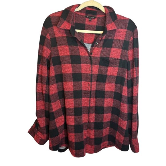 John Mark Tops - John Mark Blouse Women's Size Medium Plaid Flannel Button Down Red Black